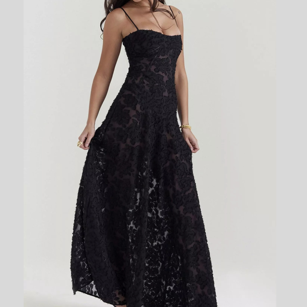Spaghetti Strap Lace Maxi Gown