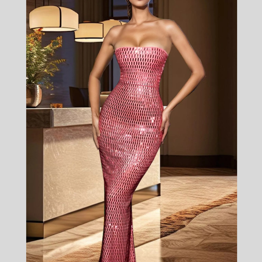 Slit Back Tube Maxi Dress