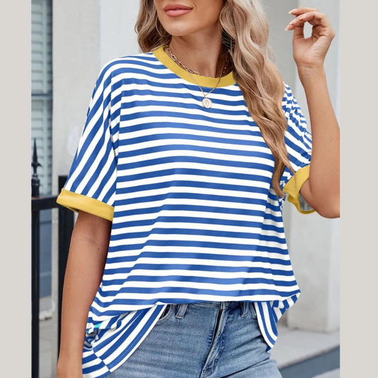 Striped Round Neck Half Sleeve T-Shirt