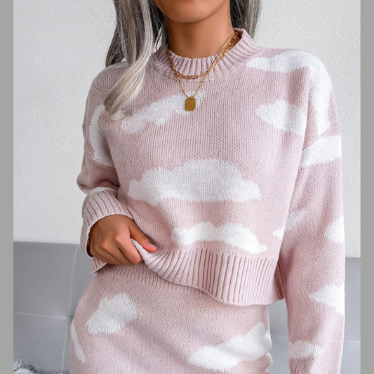 Cloud Sweater and Knit Skirt Set