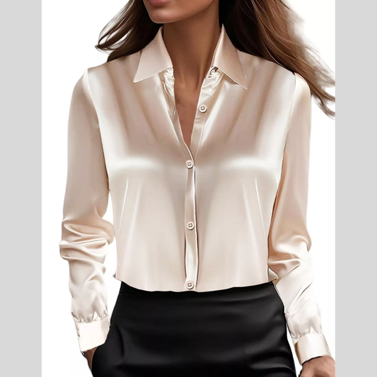 Full Size Button Down Collared Neck Long Sleeve Shirt Plus Size