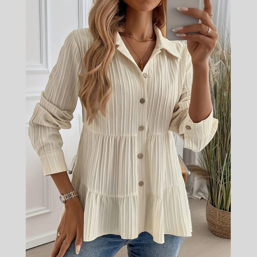 Striped Button-Down Tiered Shirt