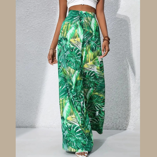 Printed High Waist Wide Leg Pants