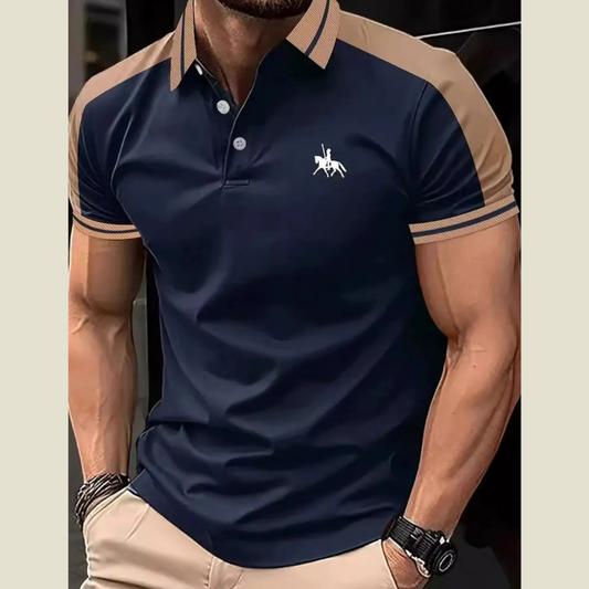 Men's Full Size Embroidered Collared Neck Short Sleeve Polo Plus Size