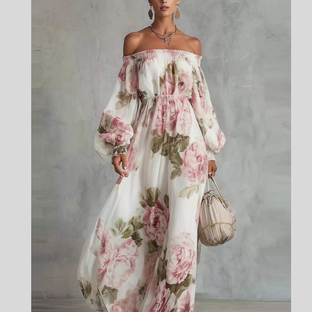 Floral Off Shoulder Maxi Dress