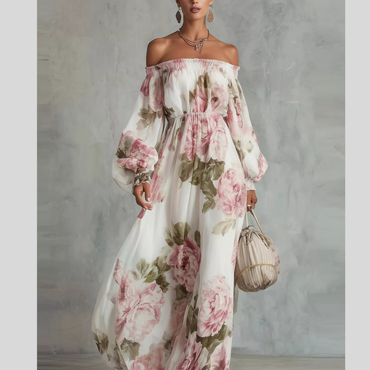 Floral Off Shoulder Maxi Dress