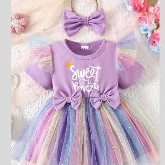 Children's Bowknot Tulle Dress with Headband