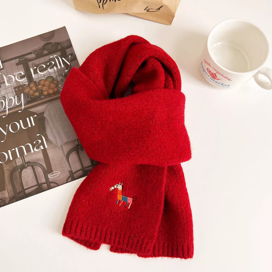Embroidered Warm Winter Scarf