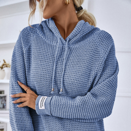 Drawstring Long Sleeve Hooded Sweater