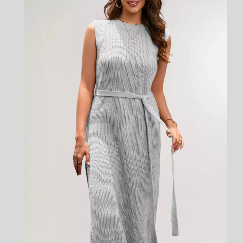 Sleeveless Side Slit Knit Midi Dress
