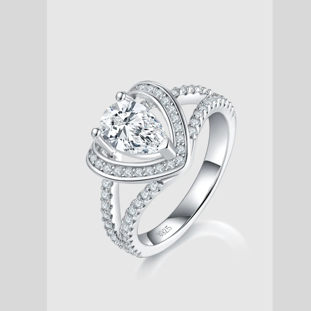 1 Carat Moissanite 925 Sterling Silver Heart Ring