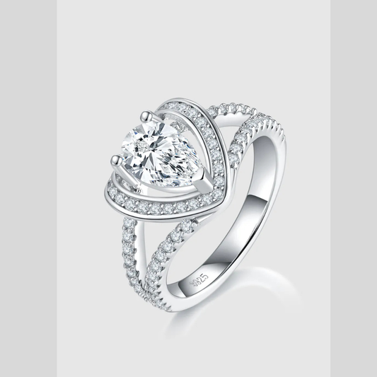1 Carat Moissanite 925 Sterling Silver Heart Ring