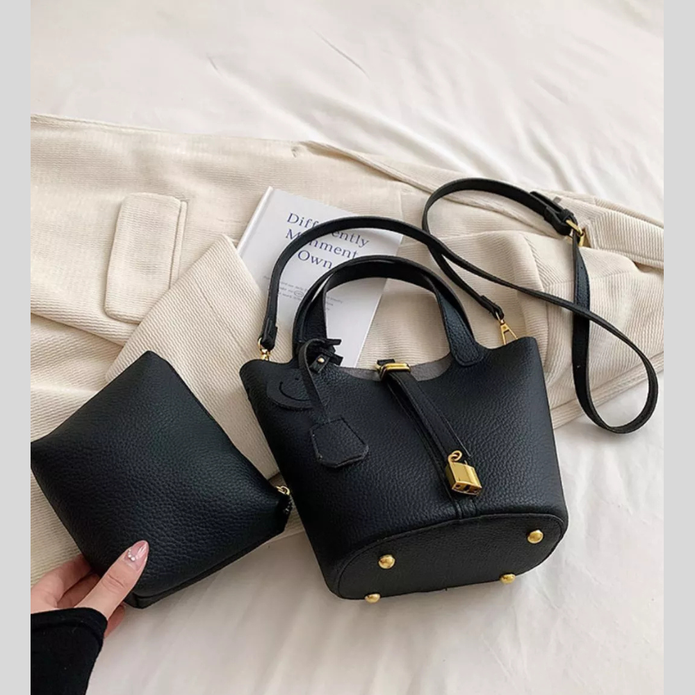 Bucket Crossbody Bag with Lock Detail