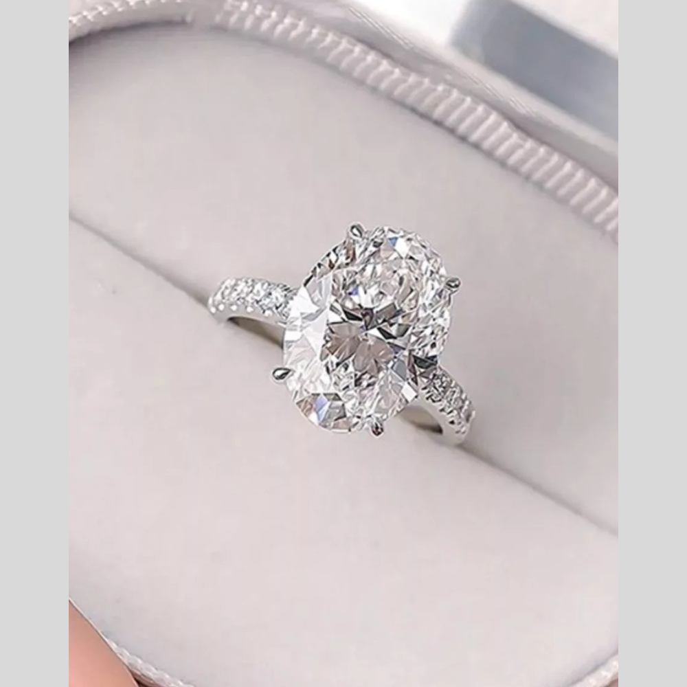 3 Carat 925 Sterling Silver Moissanite Oval Ring