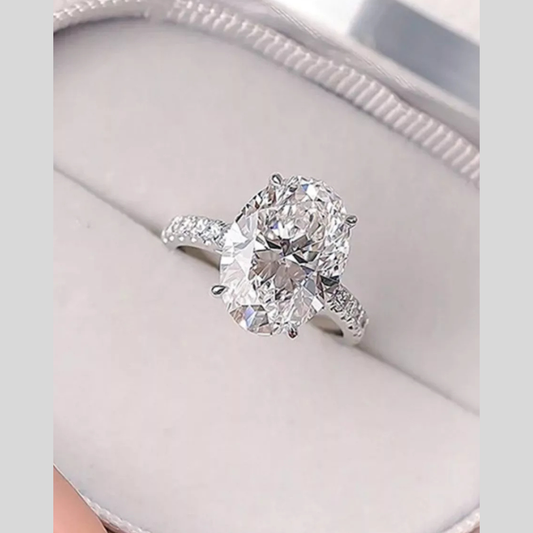 3 Carat 925 Sterling Silver Moissanite Oval Ring