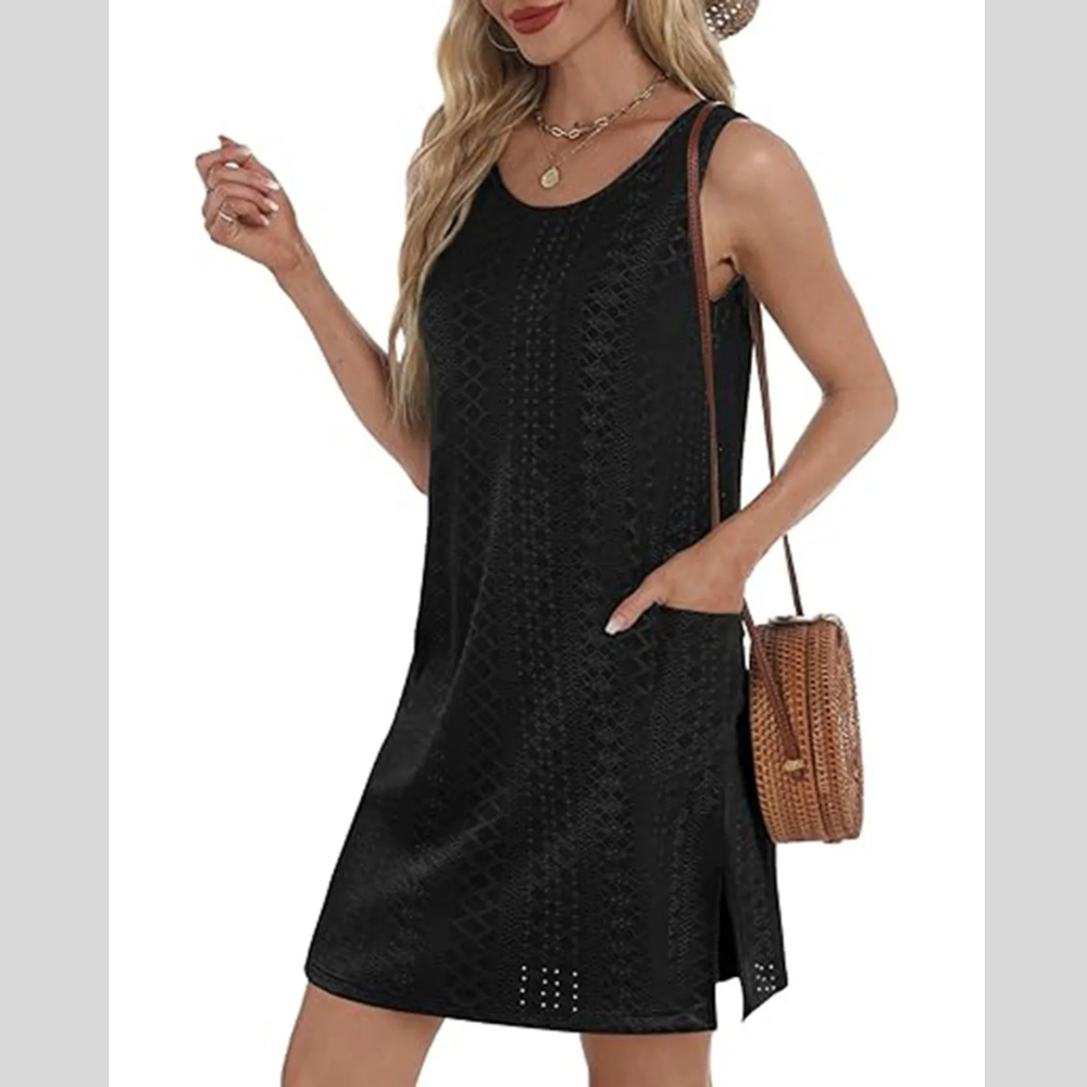 Side Slit Sleeveless Mini Tank Dress