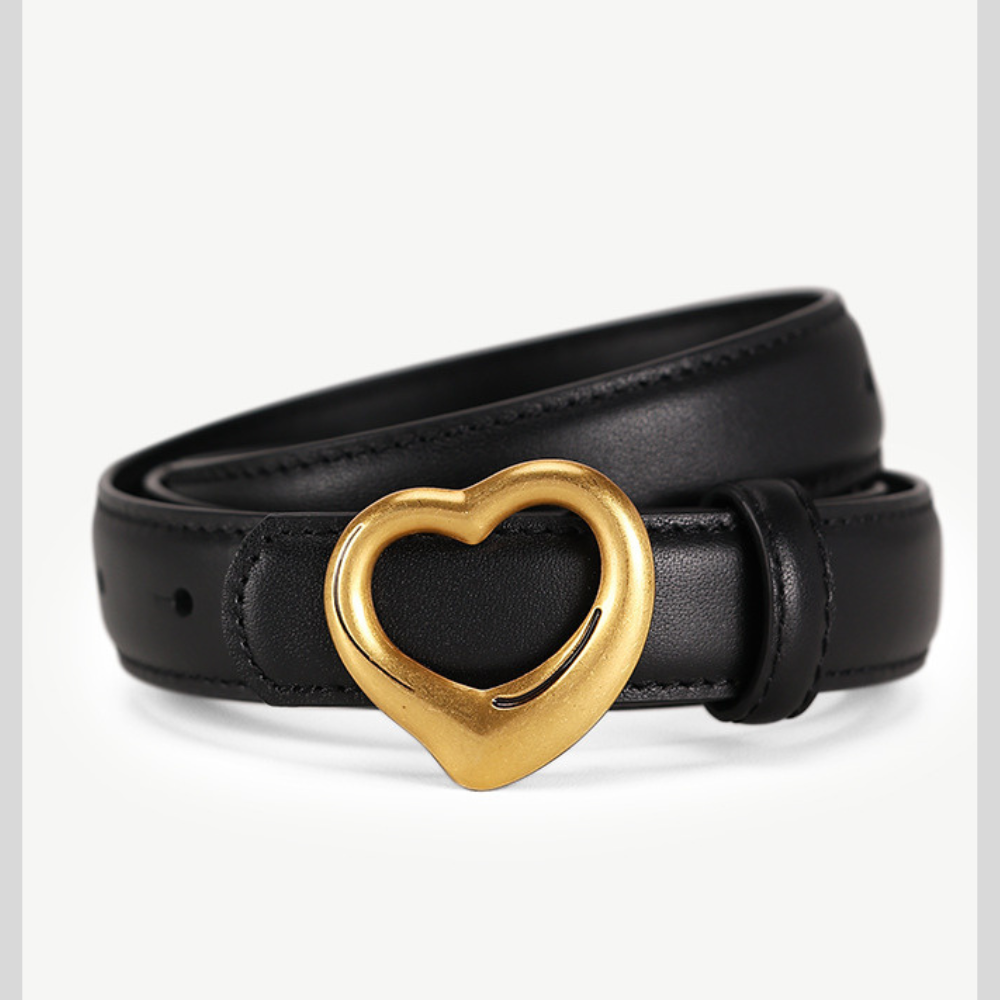 Heart Buckle Cowhide Leather Belt