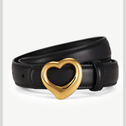 Heart Buckle Cowhide Leather Belt