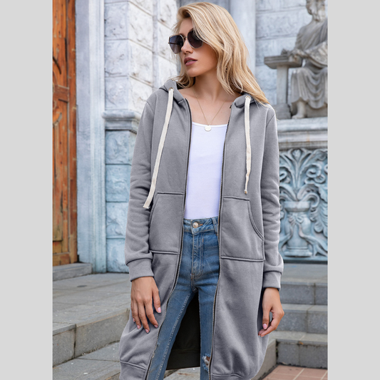 Ivy Lane Zip-Up Longline Hoodie with Pockets