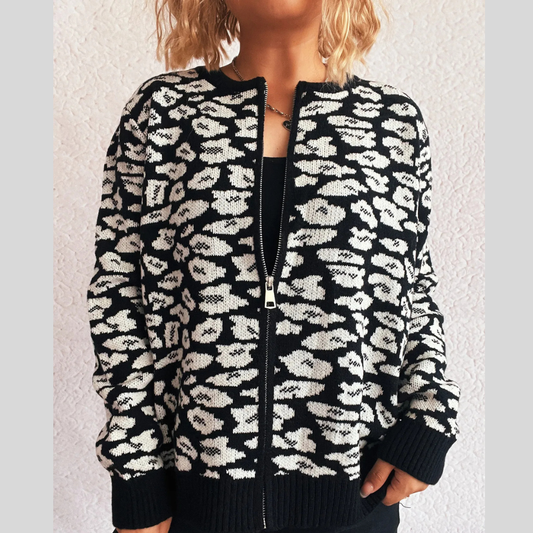 Zip Up Long Sleeve Cardigan