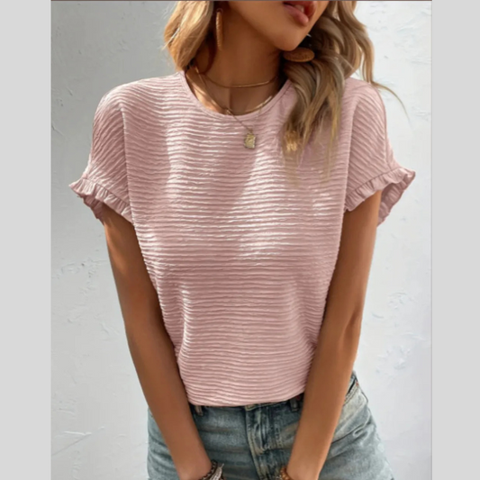 Texture Round Neck Short Sleeve T-Shirt