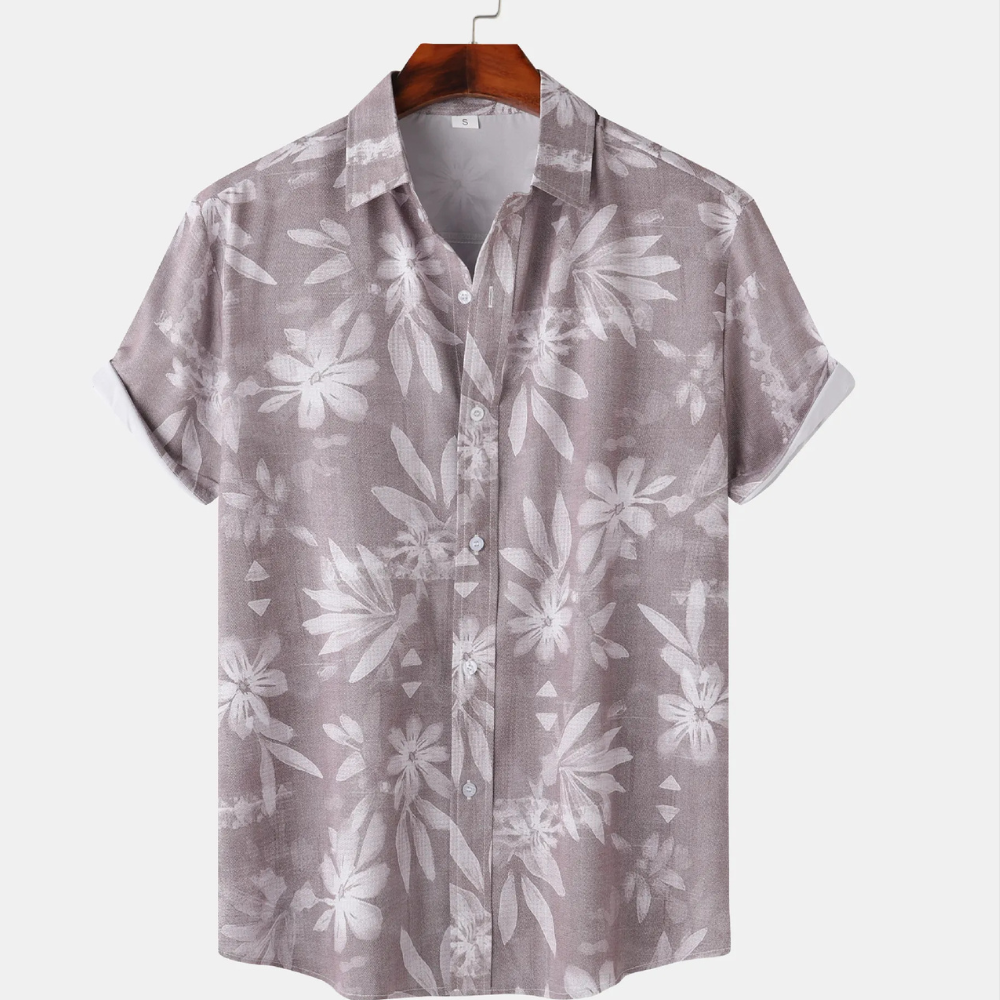 Men's Print Short Sleeve Button-Up Shirt