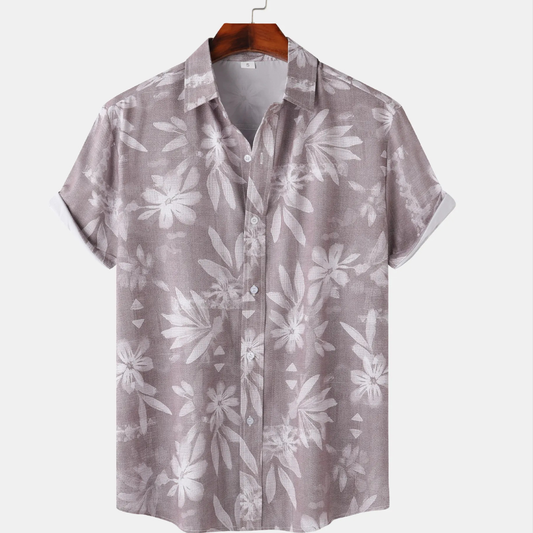 Men's Print Short Sleeve Button-Up Shirt