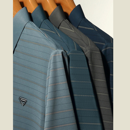 Men's Plus Size Classic Striped Golf Polo Shirt
