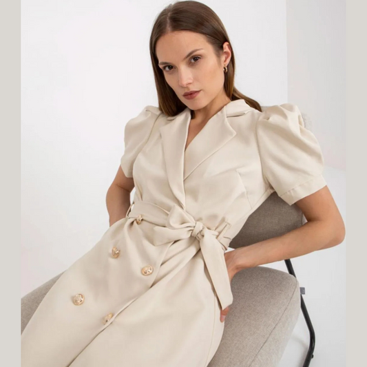 Tie Waist Short Sleeve Blazer Dress