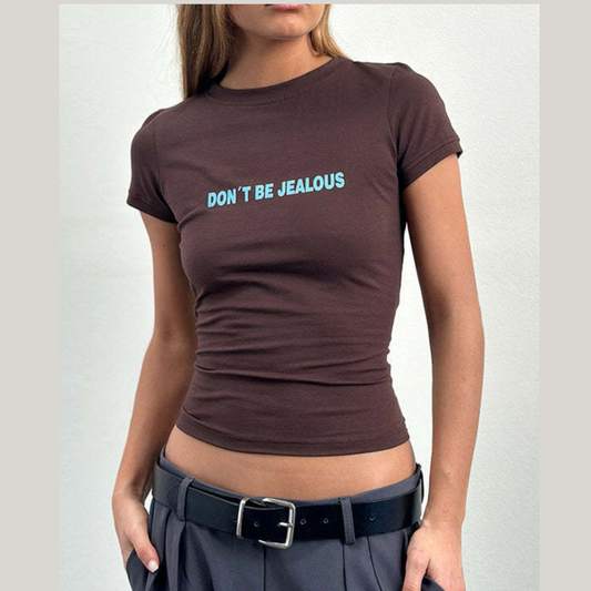 Letter Round Neck Short Sleeve T-Shirt