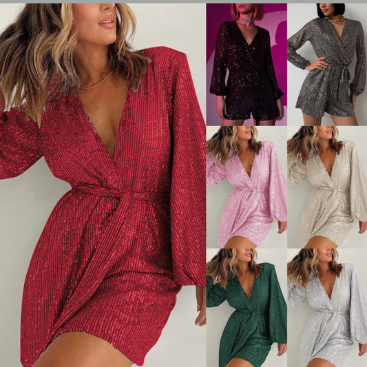 Sequined Long Sleeve Dress Women