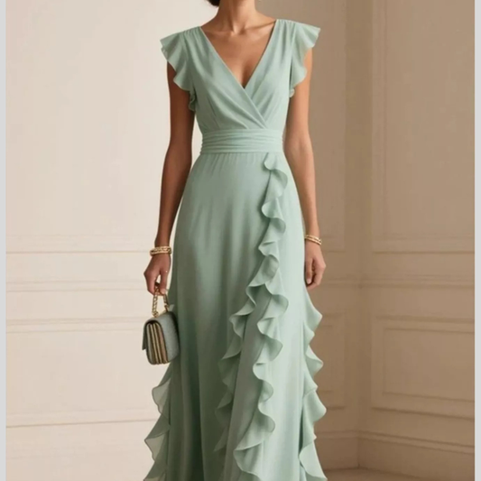 Ruffled Surplice Maxi Dress