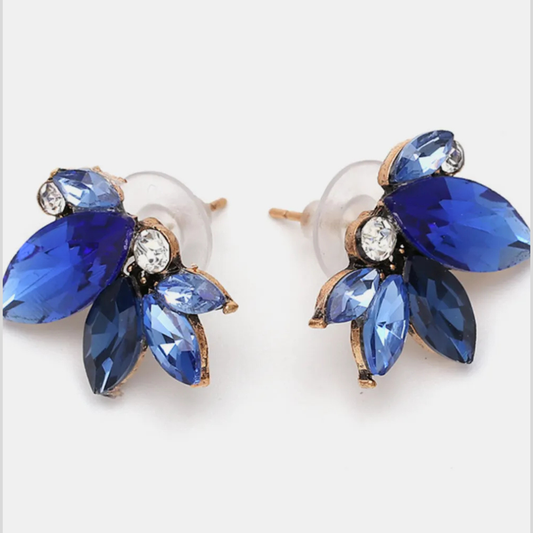 Alloy Rhinestone Flower Stud Earrings