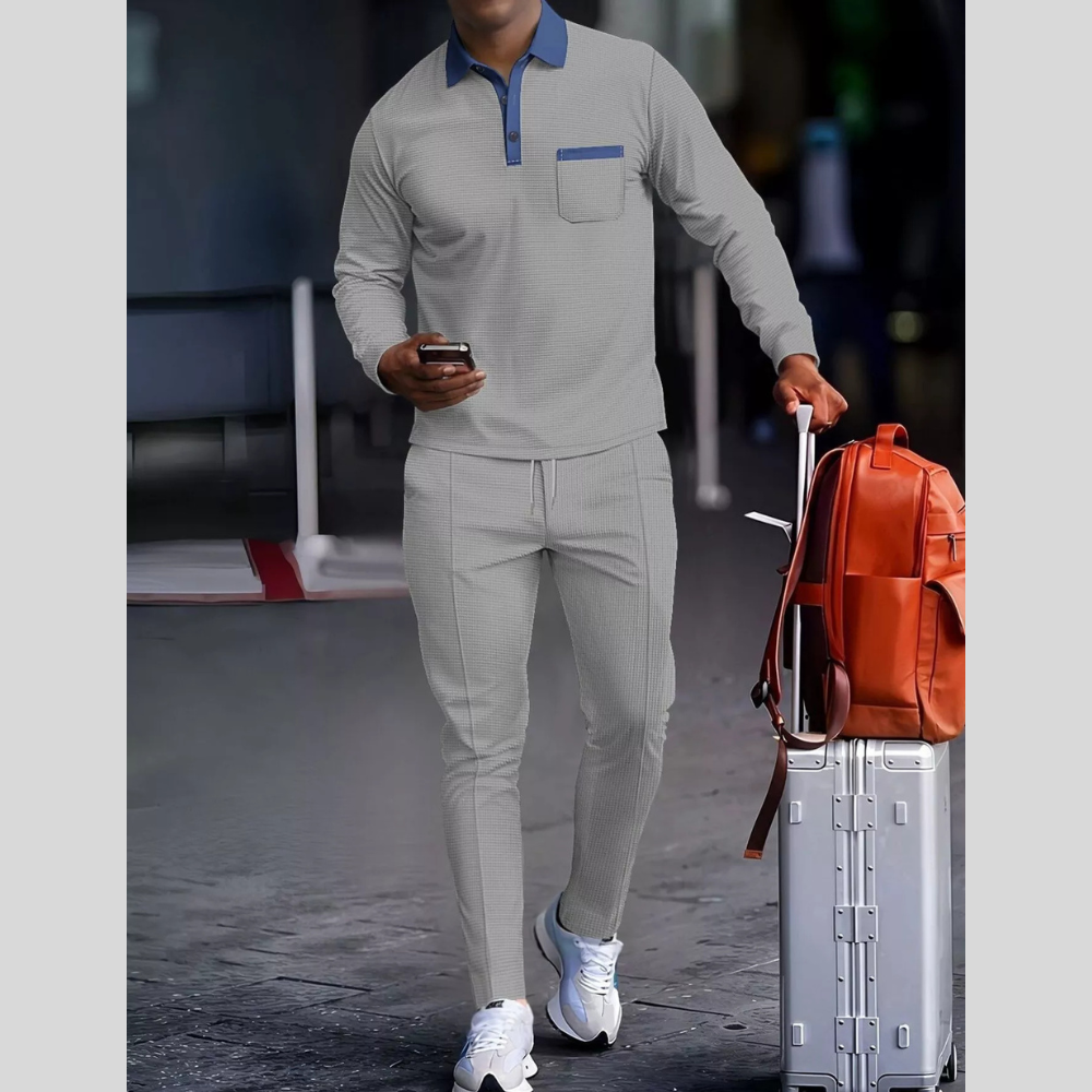 Men's Casual Long Sleeve Shirt and Pants Set