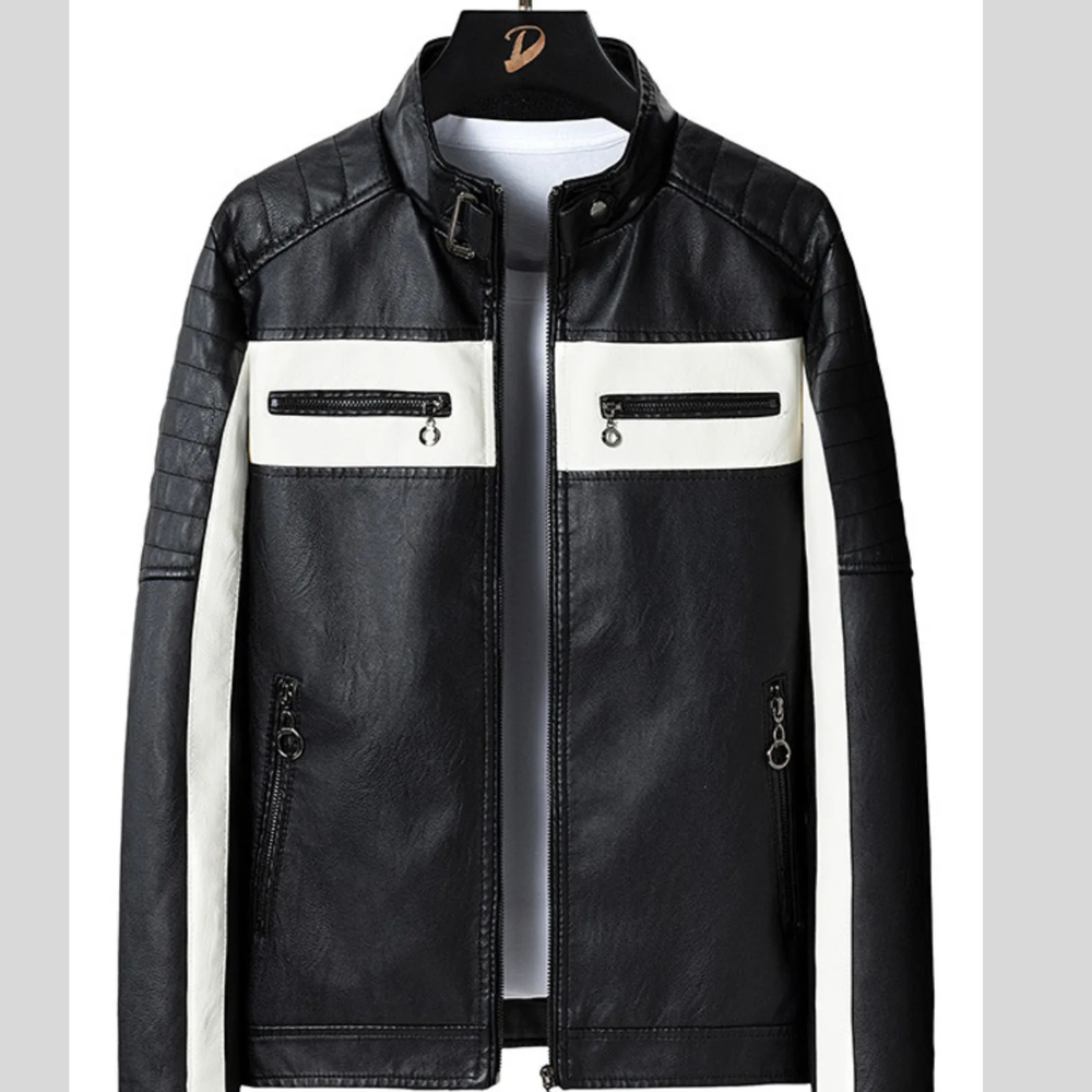 Men's Plus Size Zip Up Long Sleeve Contrast Jacket