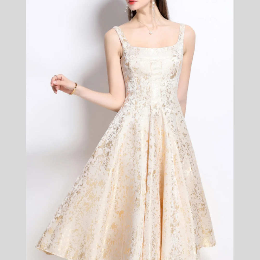 Floral A-Line Sleeveless Midi Dress