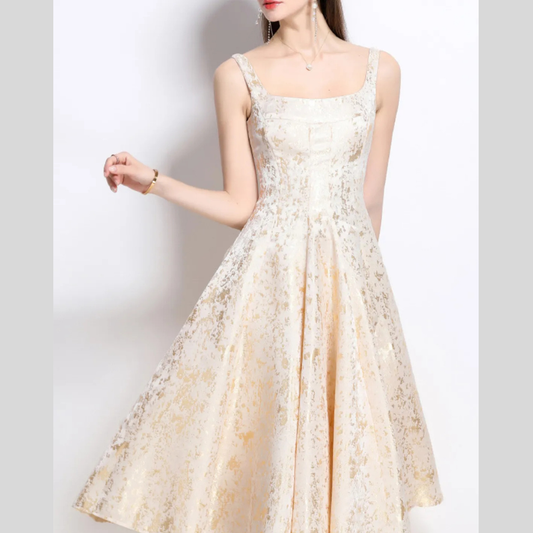 Floral A-Line Sleeveless Midi Dress