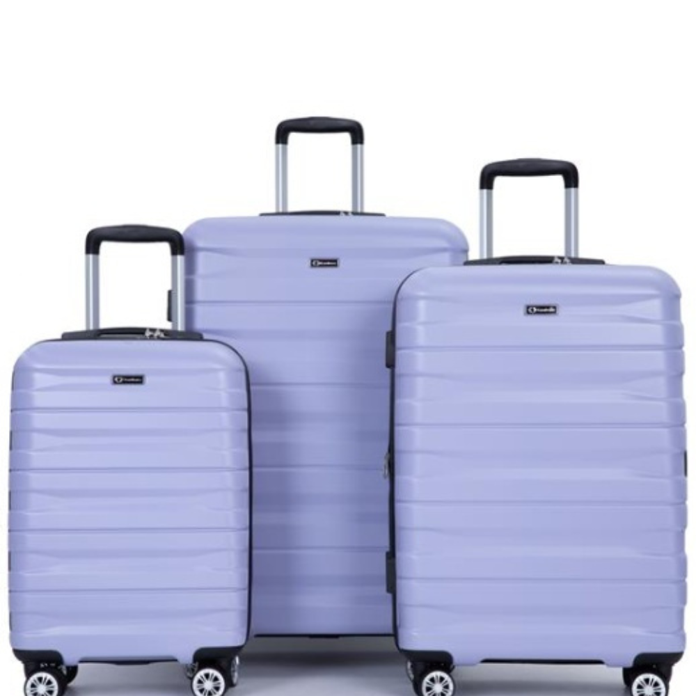 3 Piece Suitcase Set PC Lightweight And Durable Expandable Carrying Case With Two Hooks, Double Swivel Wheels, TSA Lock, 21-25-29 Light Purple- FREE USA SHIPPING