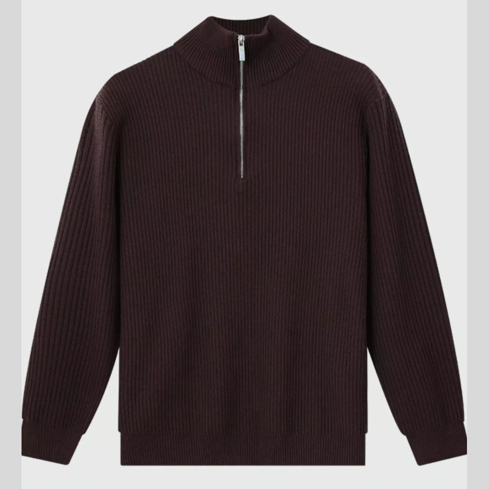 Men's Plus Size Ribbed Half-Zip Sweater