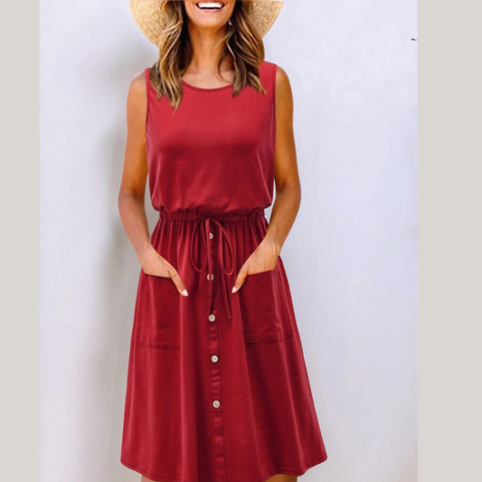 Full Size Round Neck Sleeveless Tank Dress Plus Size