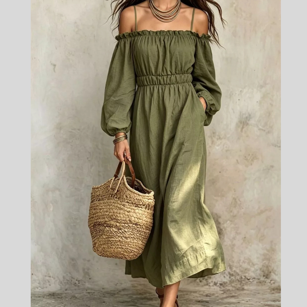 Spaghetti Strap Balloon Sleeve Dress