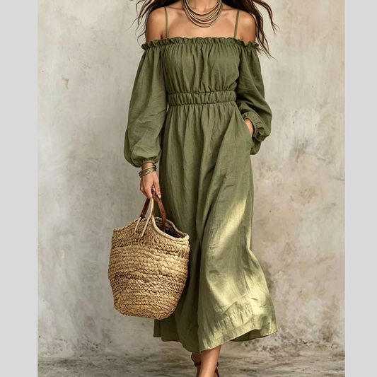 Spaghetti Strap Balloon Sleeve Dress