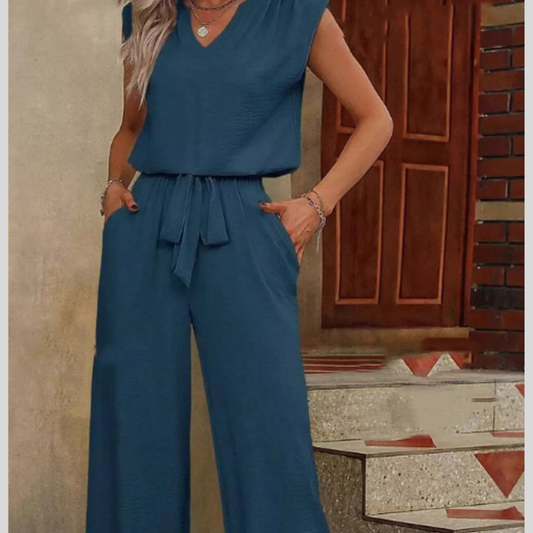 V-Neck Sleeveless Tank and Wide-Leg Pants Set
