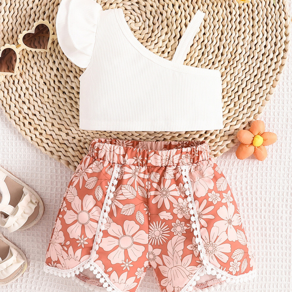 Children's Asymmetrical Neck Top & Shorts Set