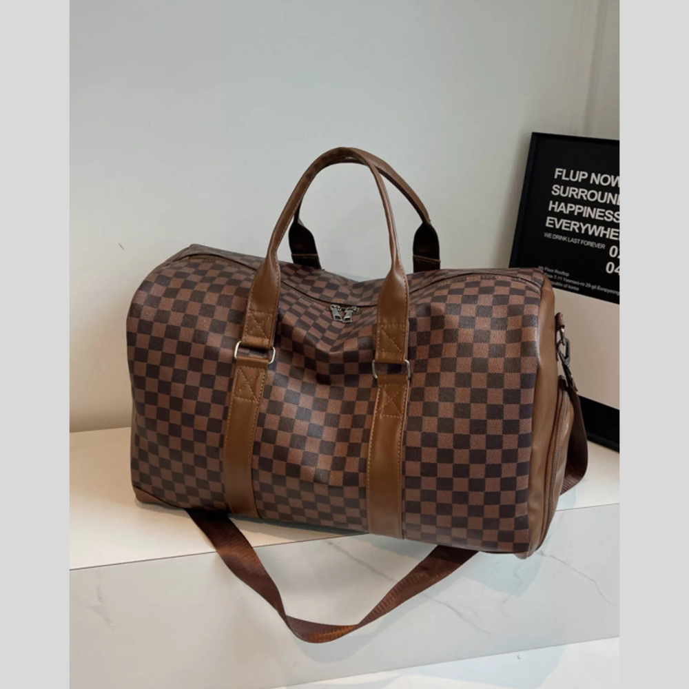Checkered Pattern Travel Bag