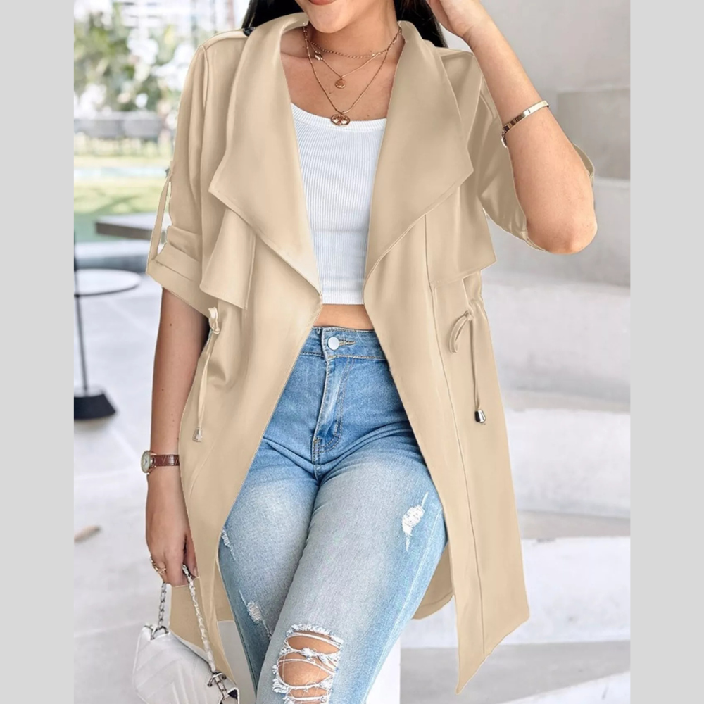 Drape Collar Lightweight Trench Coat