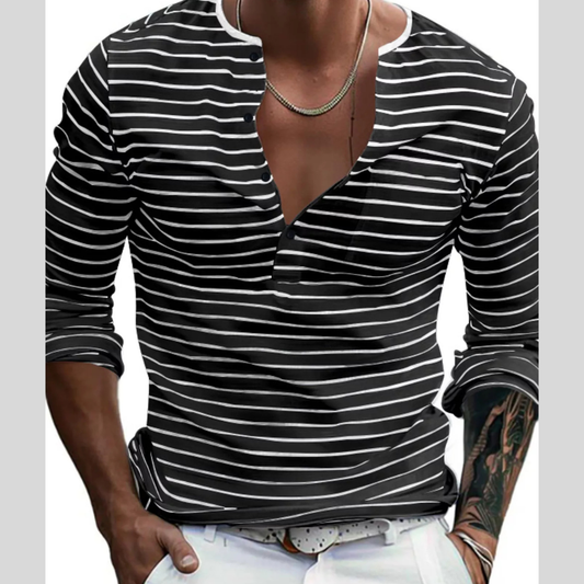 Men's Full Size Striped Long Sleeve T-Shirt Plus Size