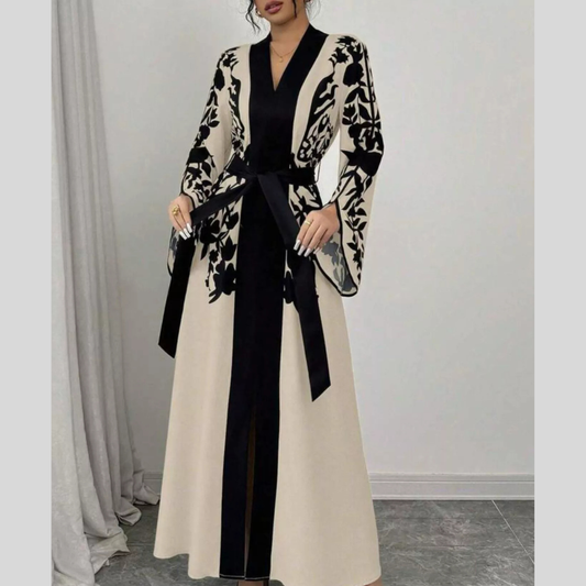 Printed Tie Waist Maxi Dress