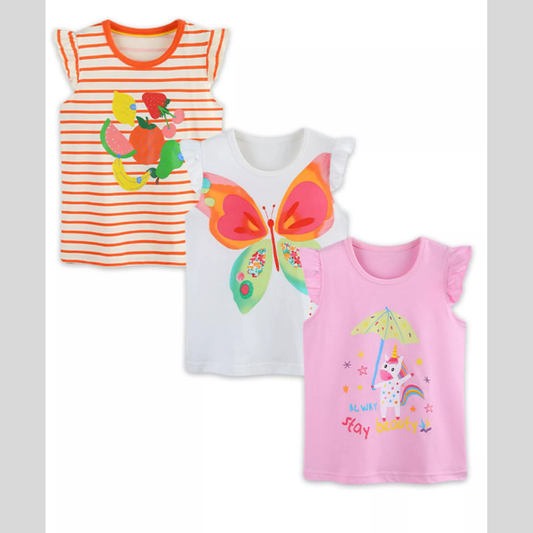 Children's 3-Piece Graphic Ruffled Top
