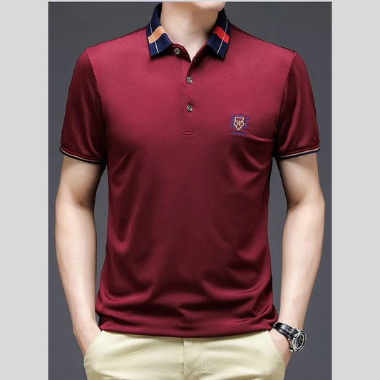 Men's Plus Size Short Sleeve Contrast Collar Polo Shirt